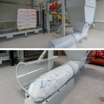 Bag emptying system with screw compactor
