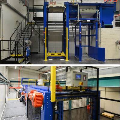 Bag emptying system with automated cleaning