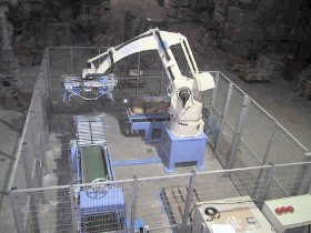 Robot palettiser for 25kg bags installed at INEOS in Antwerp 4-axis robot installed for full automatic palettising 25kg FFS bags
