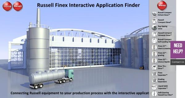Interactive Application Finder made by Russell Finex Global sieving and filtration specialists launch innovative equipment finder that recommen