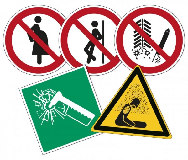 5 new ISO 7010 safety signs on durable materials 