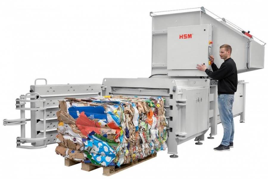Horizontal baling press as disposal solution for industry, t HSM HL 4812 horizontal baling press 
