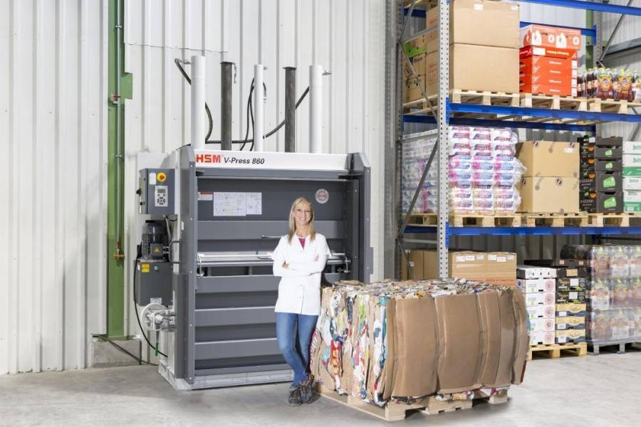 Vertical Baling Press for Retailers and Manufacturers HSM V-Press 860 plus B