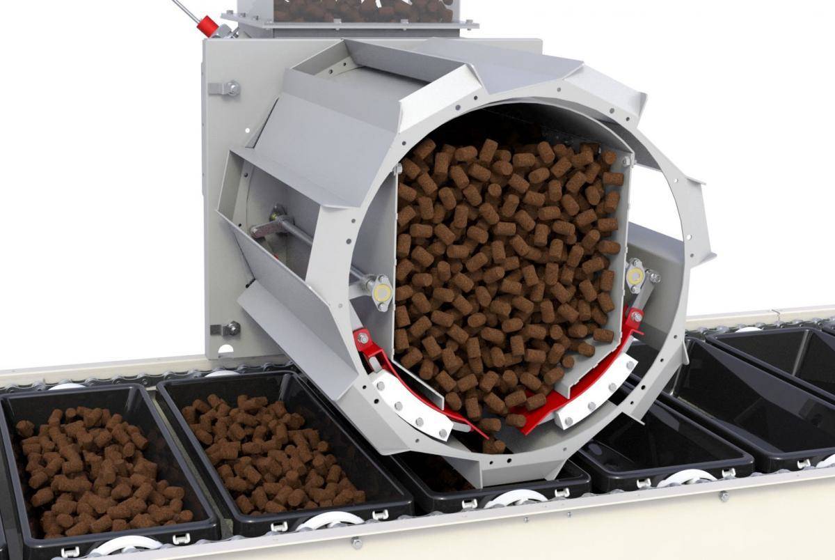 Simatek Drum Feeder  Fills the buckets separately without waste