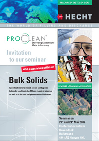 International Bulk Solids Seminar on Mai 23rd and 24th 2007 in Hoeven/ Neth In this seminar different strategies to handle bulk solids in containment systems are shown.