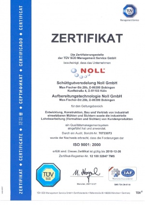 NOLL Now Certified DIN-EN ISO 9001:2000 