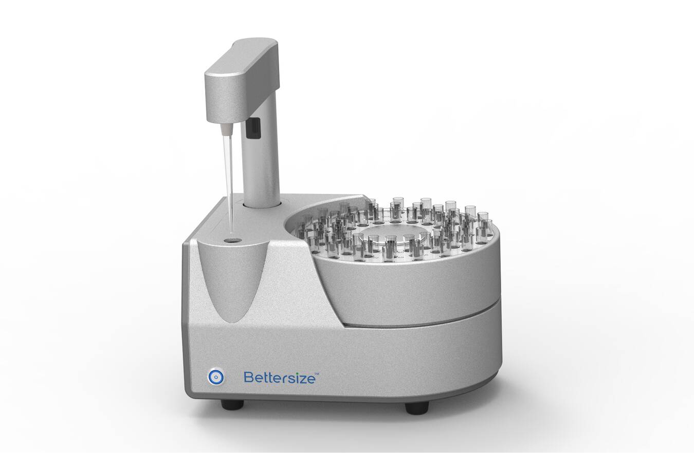 Particle size analysis - save time with the autosampler The new autosampler by Bettersize fully automatically dispenses up to 60 samples, whether in the form of a powder or as a pre-dispersed liquid dispersion.