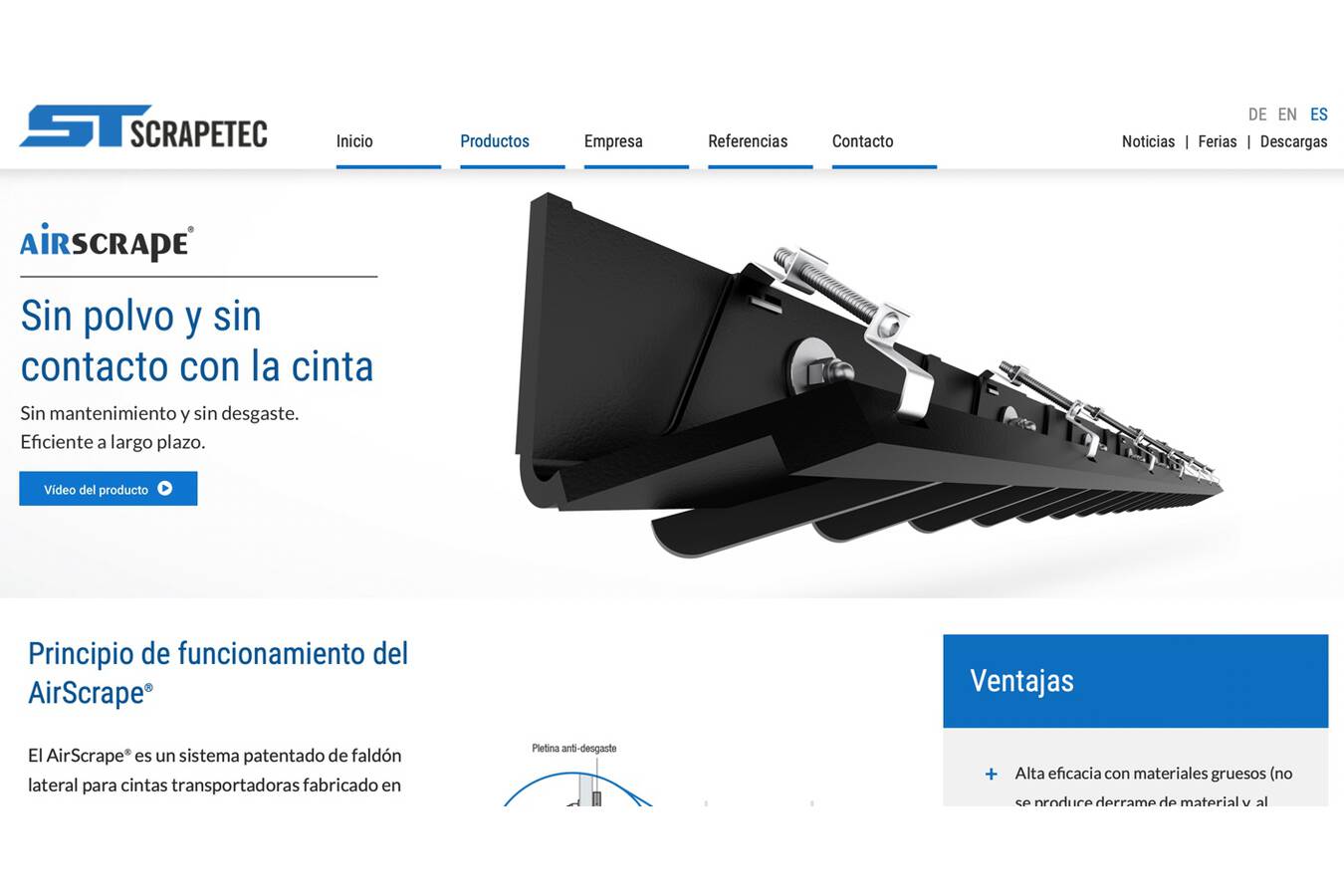 Scrapetec Homepage is now available in Spanish The reasons: Strong interest in AirScrape and more and more orders from South America.