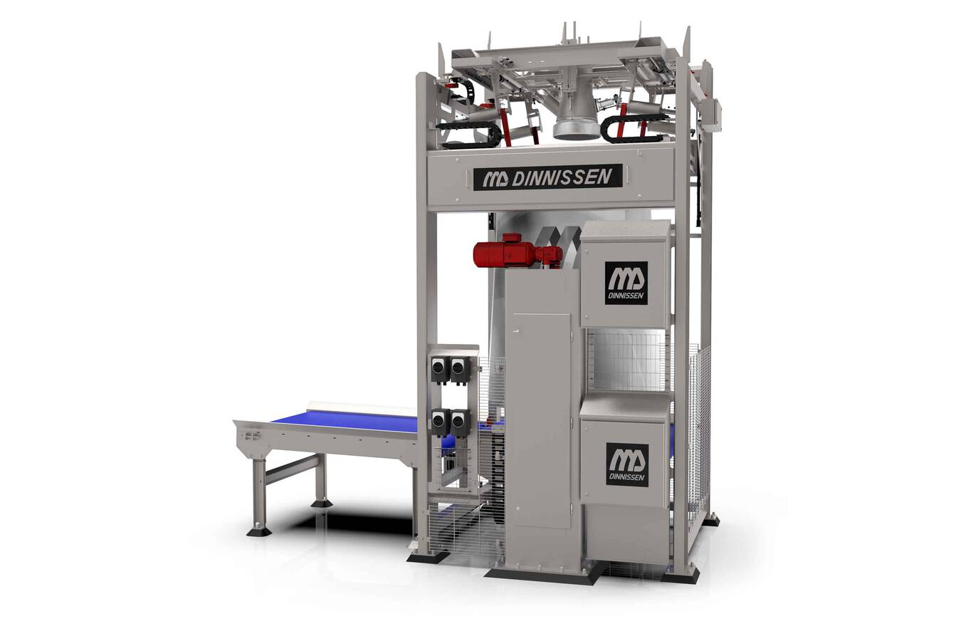 Innovation voor high-care big-bag filling at Solids 2021 During the Solids 2021 exhibition in Rotterdam, Dinnissen presented a unique Big-Bag filling system. Equipped with a fully automatic palletizing station.