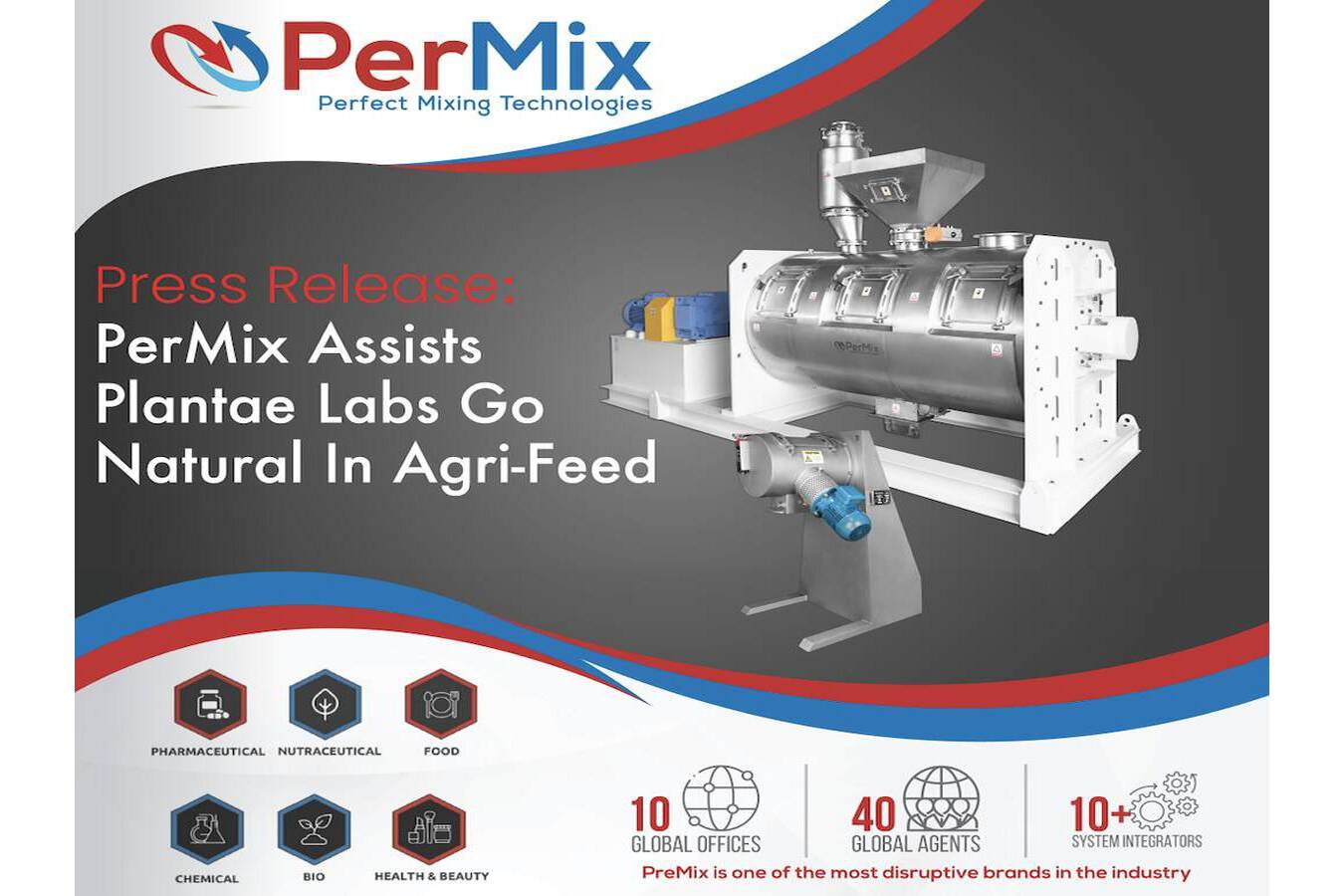 Plantae Labs choses PerMix Paddle Mixers for lab and production Plantae Labs takes agri-feed to the next level, with two PerMix Paddle Mixers; a PTP-30 paddle mixer for the lab and a PTP-6000 paddle mixer for production. 