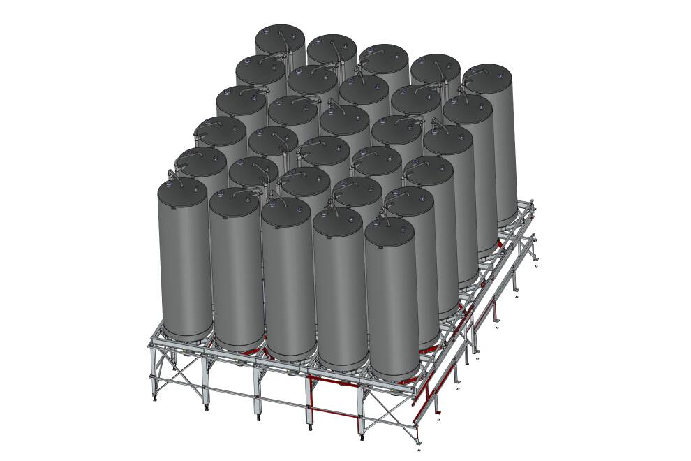 30 silos for animal feed manufacturer 30 silos 60m³ - Ø 2.800mm for animal feed manufacturer, seamless mirror-smooth inner walls., Insensitive to condensation, maintenance-friendly, strong, durable and resistant to all weather conditions.