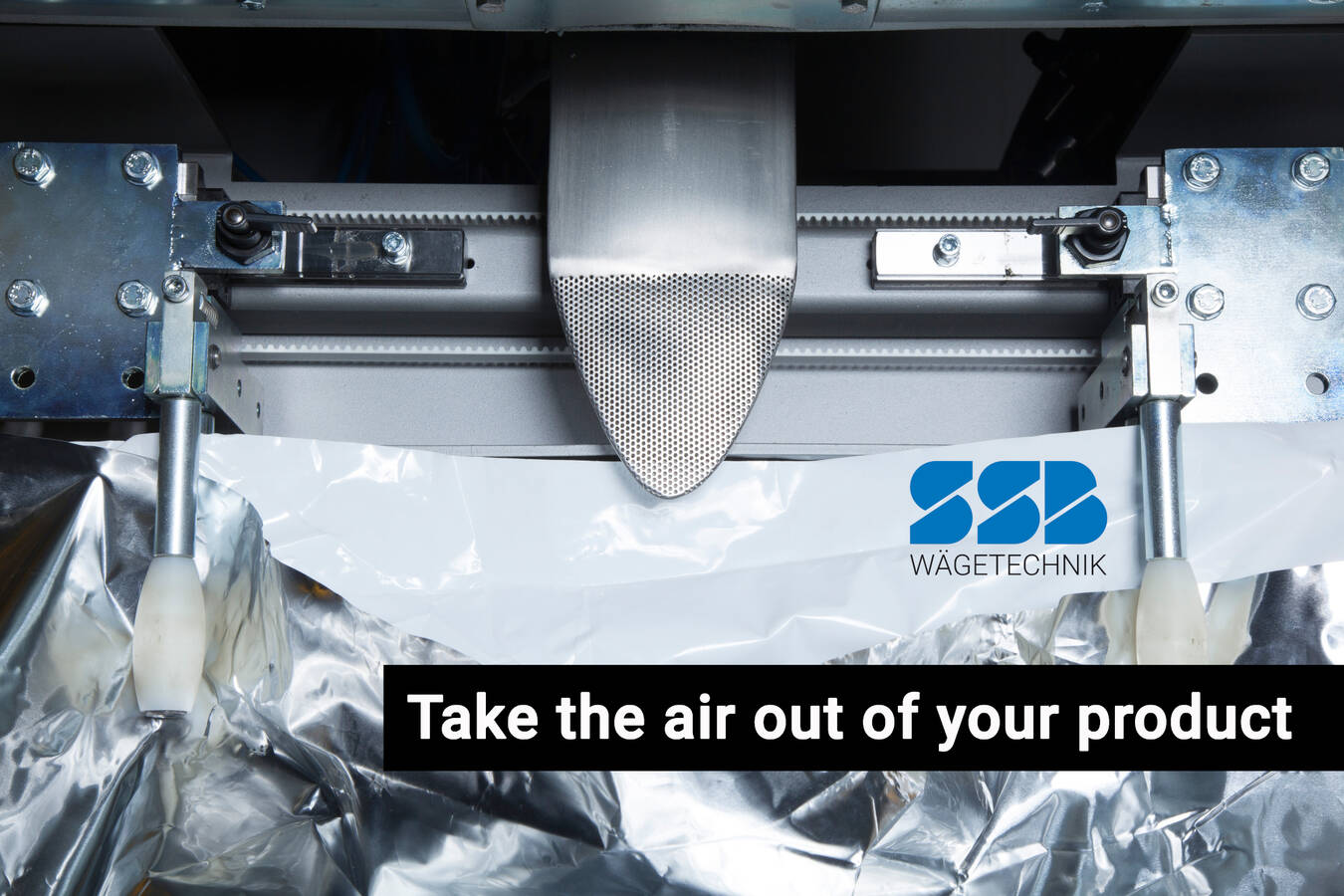 Professional and clean solution for sealing large containers Sealing station STV 2200 from SSB Wägetechnik GmbH. During closing of the bags a vacuum is generated, which is the safest and most effective way to evacuate residual air.