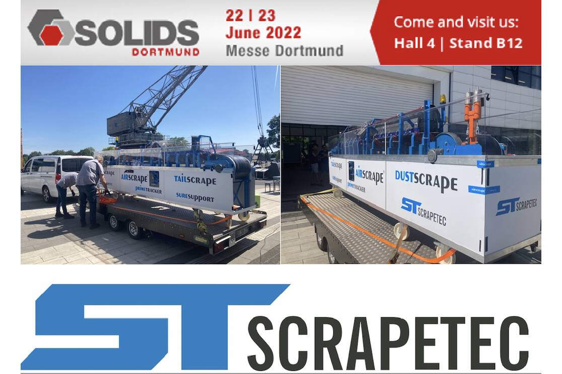 Scrapetec with surprises in the backpack On June 22/23, 2022, Solids will come to Dortmund and with it many new products and surprises. Everything around the conveyor belt transfers, which makes the work easier and safer.