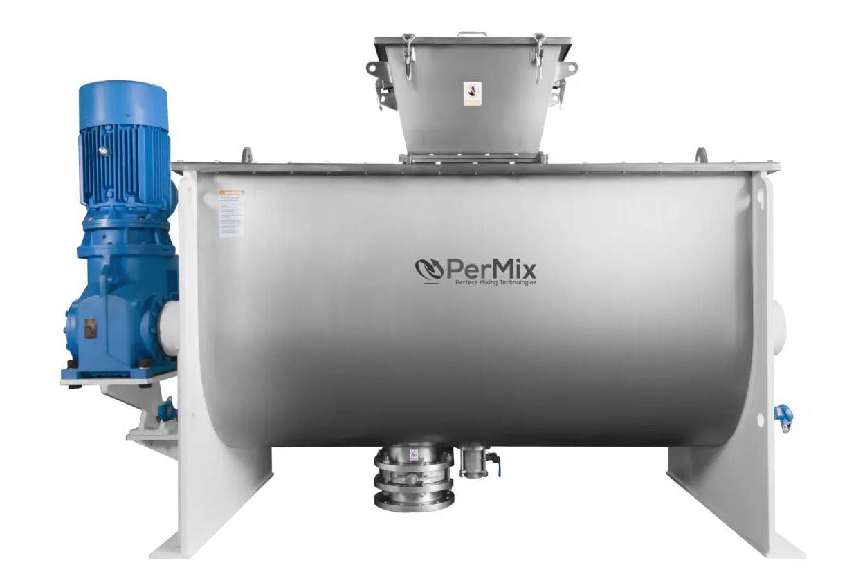 PerMix sanitary ribbon mixers facilitate loading of bags and tote bins PerMix designed sanitary ribbon mixer with a bulk bag/tote loading option. Furthermore the center bottom discharge is also designed to fill super sacks when finished mixing. 