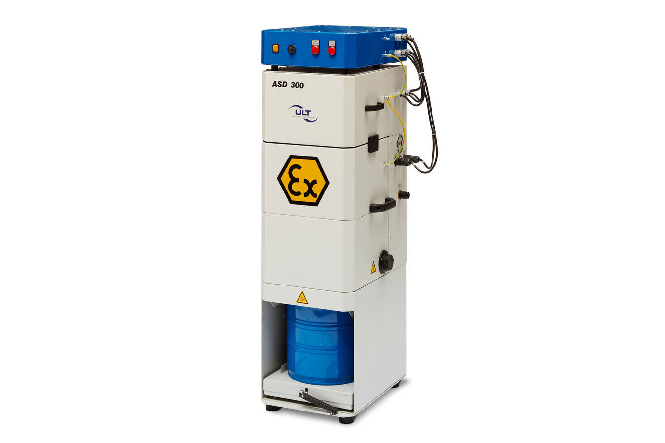 Cost-optimised extraction and filtration of combustible dusts  ULT’s extraction and filtration system, the ASD 300 Ex was developed for the efficient removal of explosive dusts. 