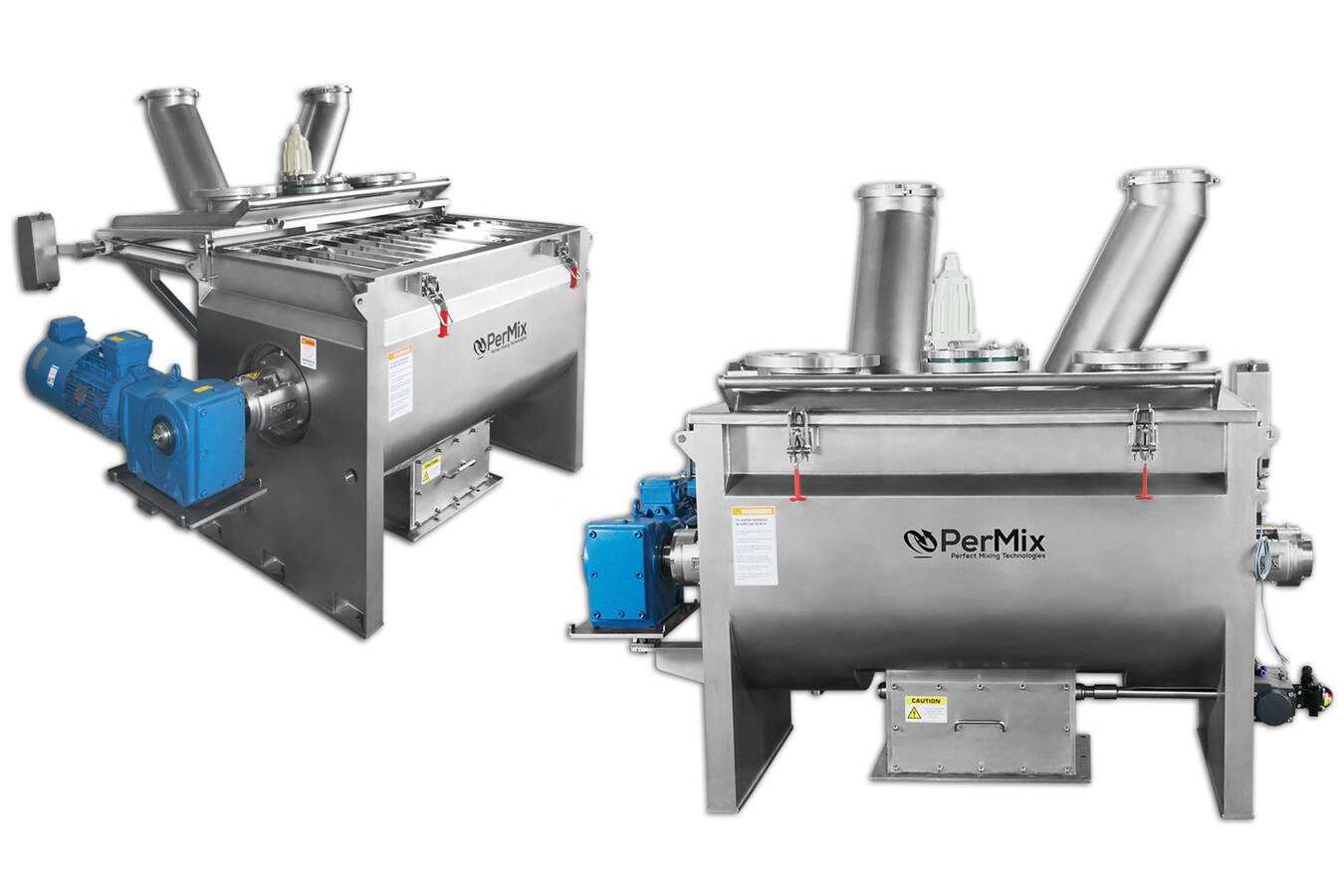 Ribbon mixers providing solutions in areas with low ceiling height Ribbon mixers that are designed to allow bulk ingredient feeding tubes to remain connected while allowing the ribbon mixer to be opened.  Come see the PerMix difference