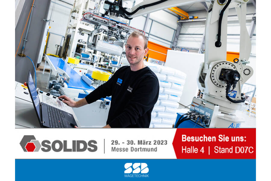 SSB Wägetechnik is present at solids 2023 Visit us at our booth D07C in hall 4 at solids 2023 in Dortmund, Germany.