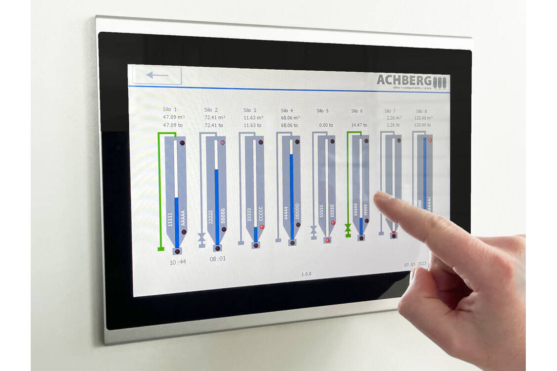 Achberg develops new user interface for silo control Silo control in the plastics industry: Achberg has developed a new interface for user-friendly operation and monitoring of silo systems.