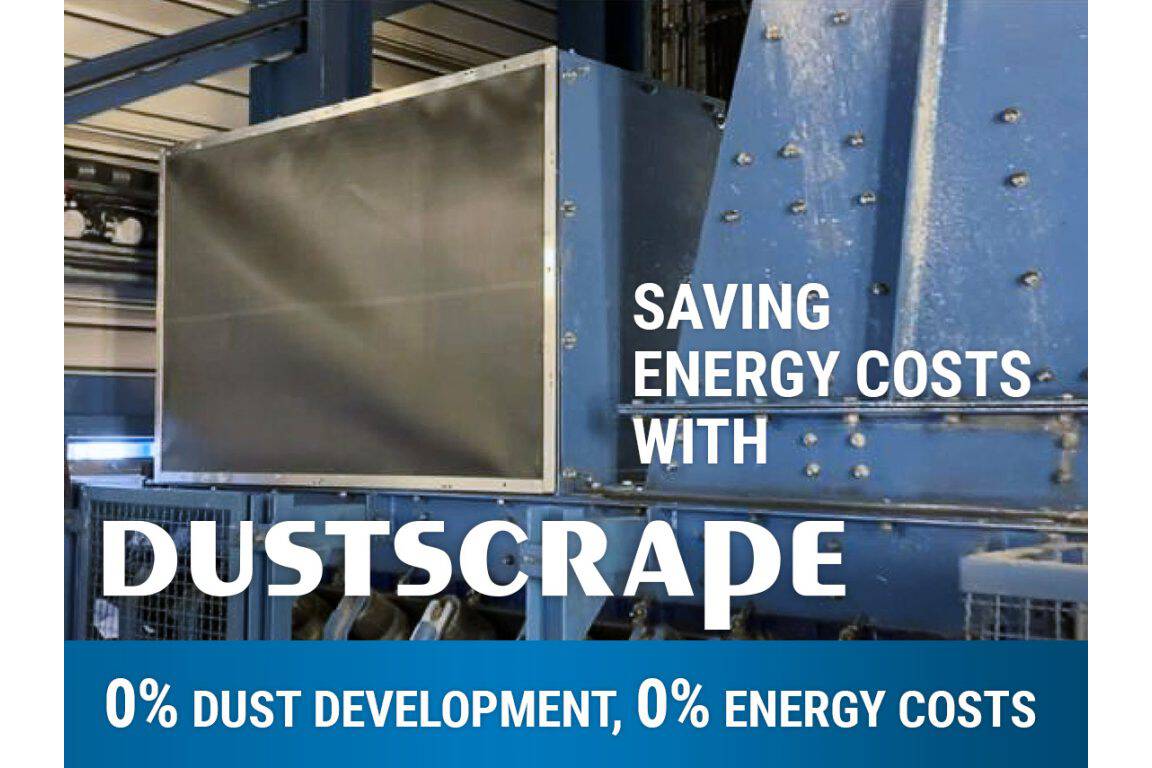 The ScrapeTec energy-saving formula At many trade shows, the ScrapeTec team learns a lot about the immense energy costs associated with dust extraction on conveyor systems. These fixed costs are often cited as an argument against investing in innovations for dust protection.