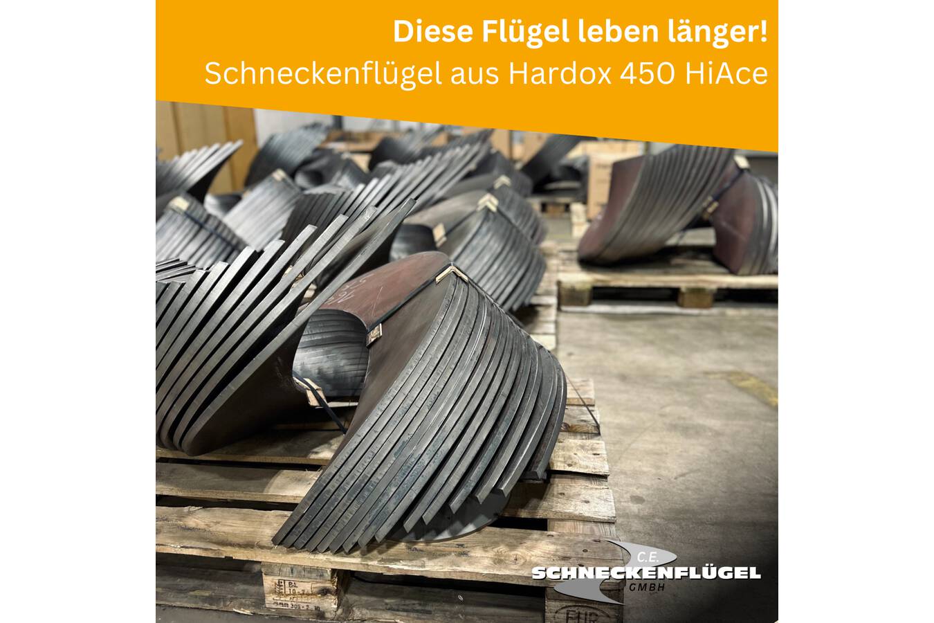 Screw blades made of Hardox 450 HiAce steel live longer Really acidic, abrasive or low-temperatures? No problem. Now we also offer our auger blades in Hardox 450 HiAce steel.  