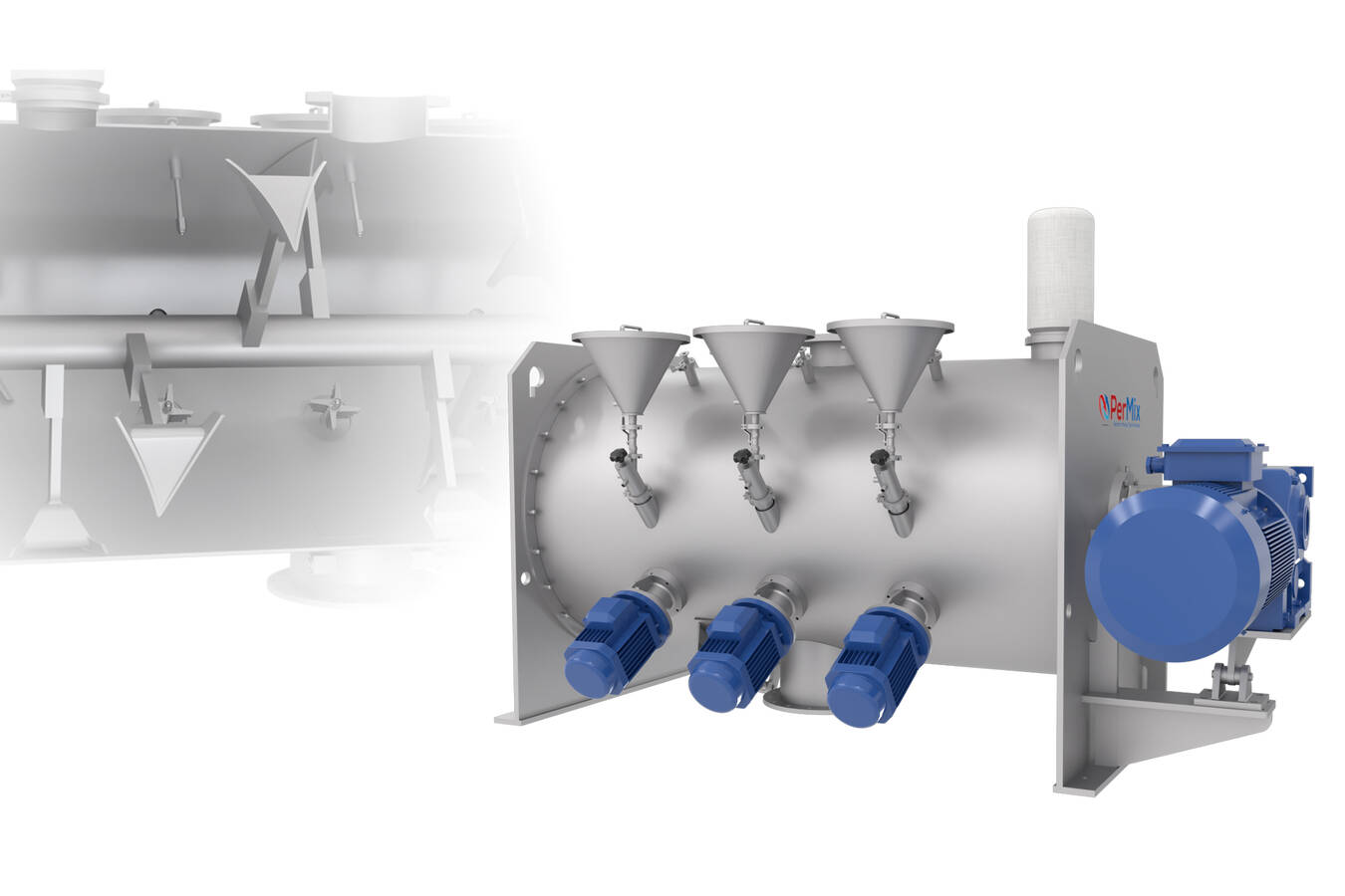 Different types of mixers for mixing carbon black powders