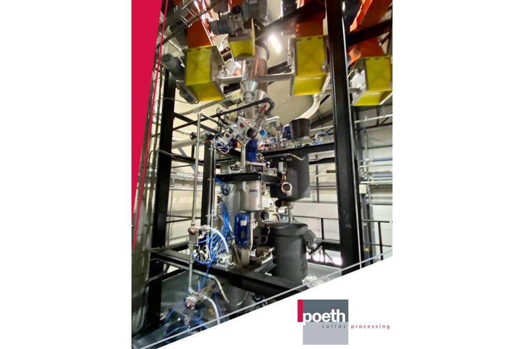 Poeth Batch mixing line for chemical application For a client in the chemical industry, Poeth’s team has completed a turn-key mixing line for solids, inlcuding liquid dosing.