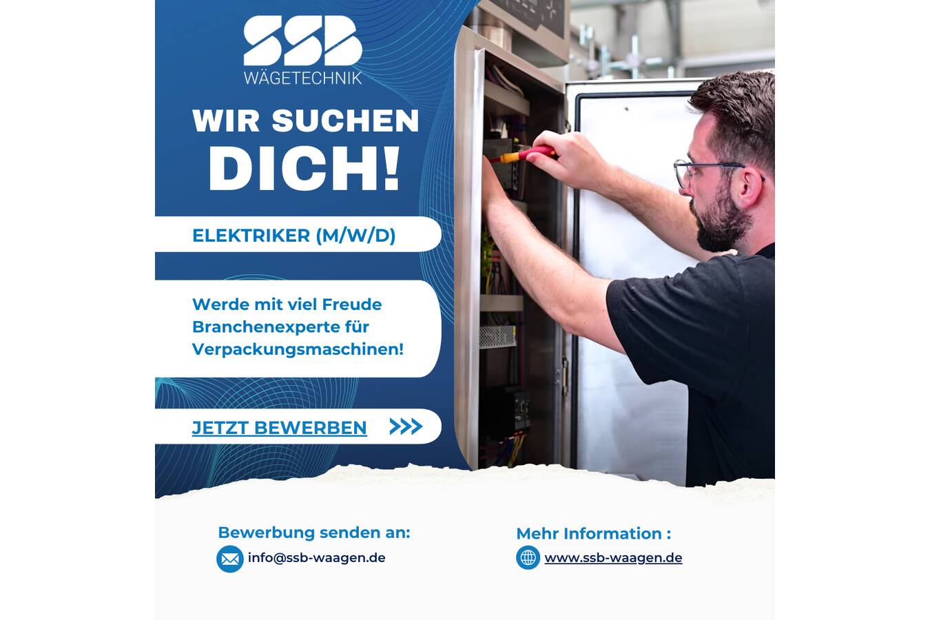 SSB Wägetechnik searches Electrician / Electronics technician (m/f/d) We are looking for you as an electrician/ electronics technician (m/f/d)