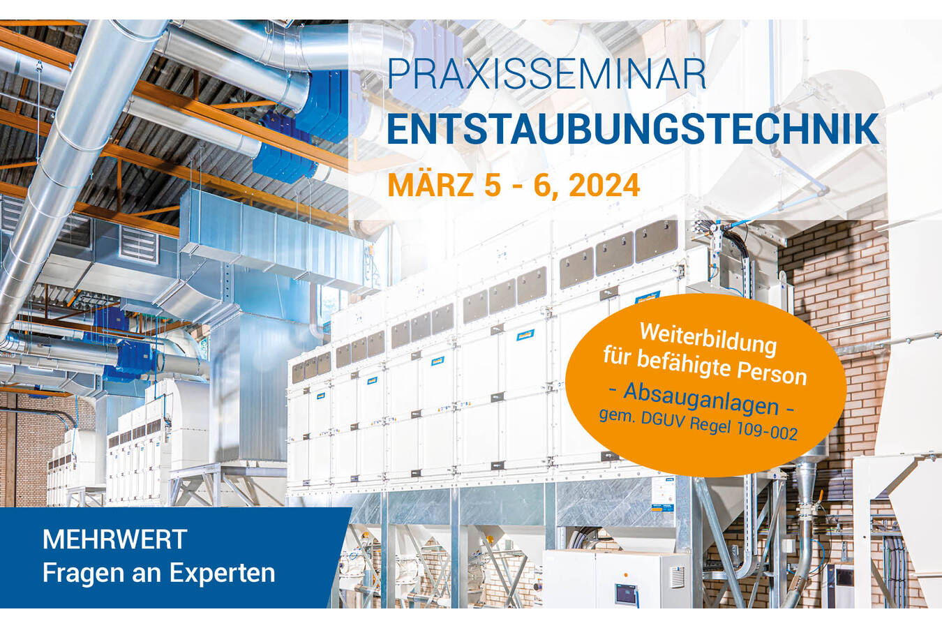 Herding seminar: Dust removal technology, 5+6 March 2024 Information and practice-oriented event on the topic dust. The seminar provides a first-hand opportunity to share experiences and transfer knowledge in the field of dust filtration and industrial dust removal technology. 
