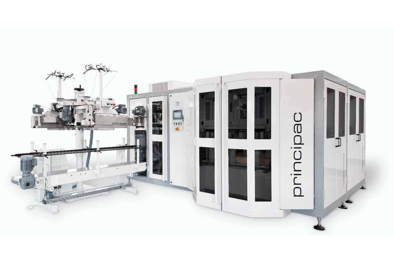 Packaging and palletizing petrochemical goods The high-quality packaging machines from Statec Binder are used worldwide for  packaging a wide variety of products. This includes plastic granules and plastic powder for  the petrochemical industry. 