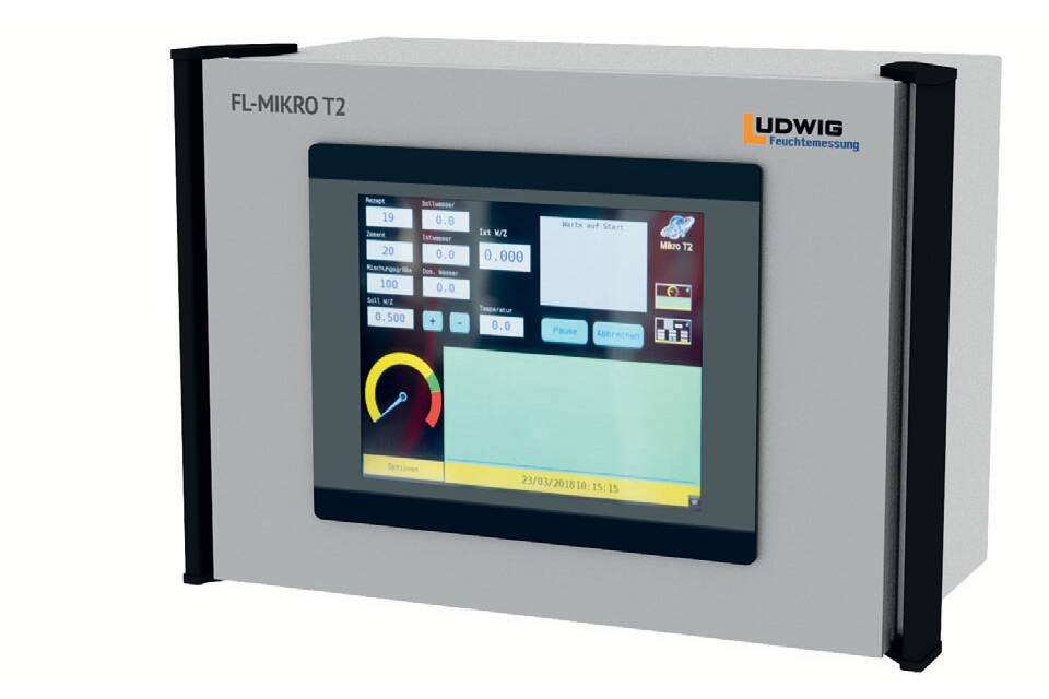 New generation of moisture measurement in concrete preparation The new FL Mikro T2 water dosing device from Franz Ludwig GmbH optimizes moisture measurement and water dosing for more precise concrete production with low investment costs. 