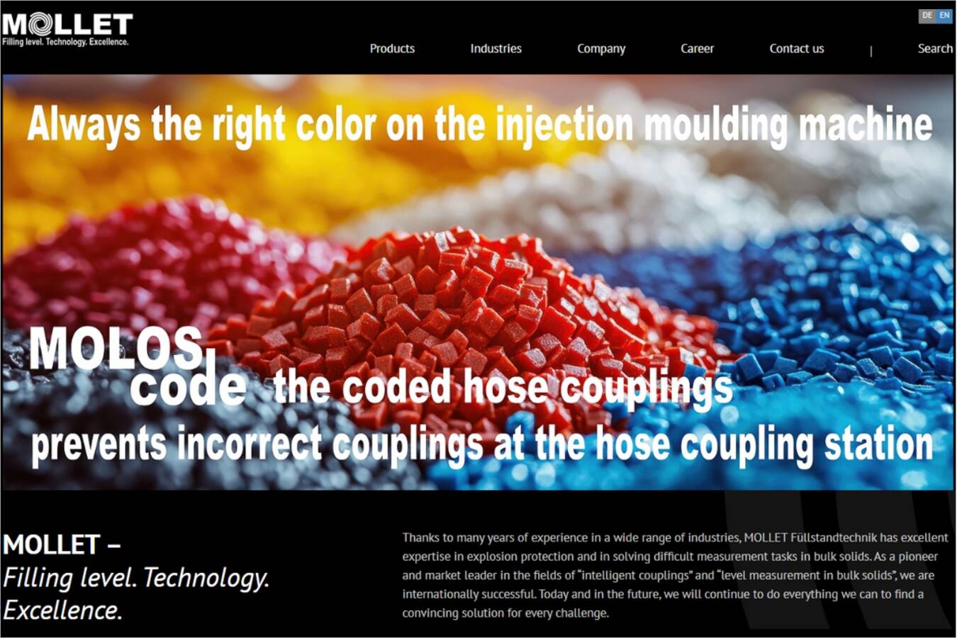 MOLLET products presented in a new light The innovative design of the new website perfectly matches MOLLET’s top products. 