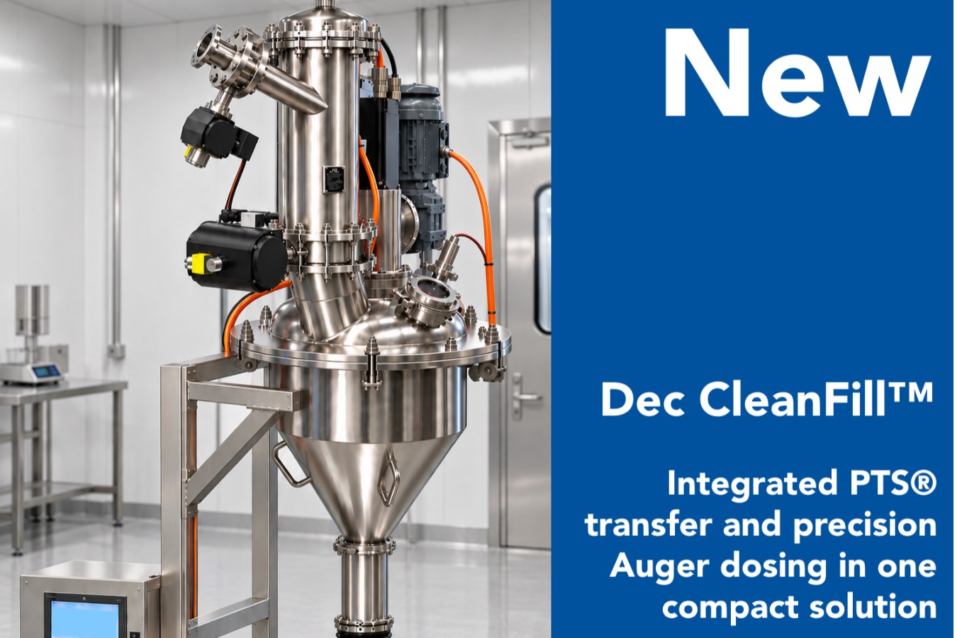 Dec Group Introduces the New Dec CleanFill™ at Powtech Technopharm Designed for the Needs of Modern Manufacturing Environments

Production facilities require flexible technologies that can adapt to changing products, batch sizes, and regulatory requirements. Dec CleanFill™ has been designed with these challenges in mind.