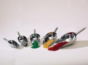 Hand scoop for foodstuffs made of stainless steel 