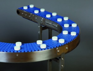 New GEPPERT product: Curved Stainless steel belt conveyor with plastic module chains manufactured in 48 hours