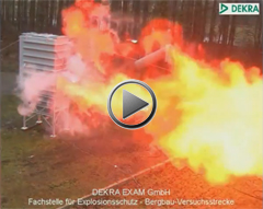 Explosion testing of a pocket filter on YouTube 