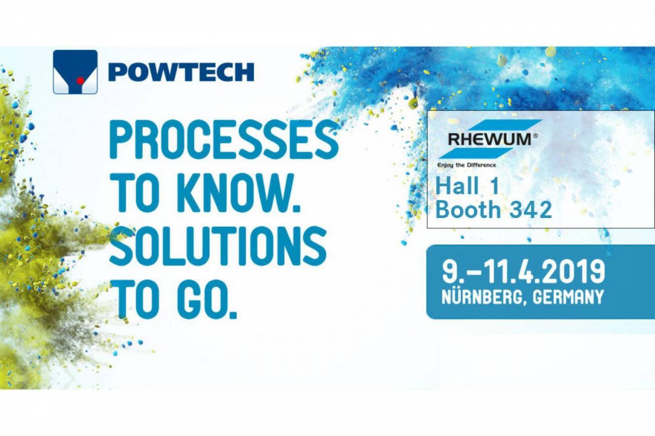 RHEWUM with new appearance at POWTECH 2019 Visit us as usual in hall 1, booth 342.