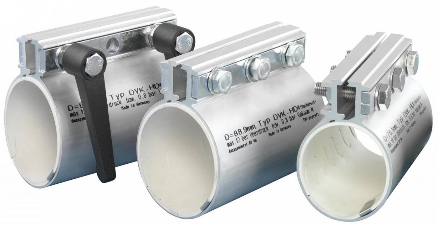 Pipe couplings for pneumatic conveying systems DVK-HD high pressure pipe couplings