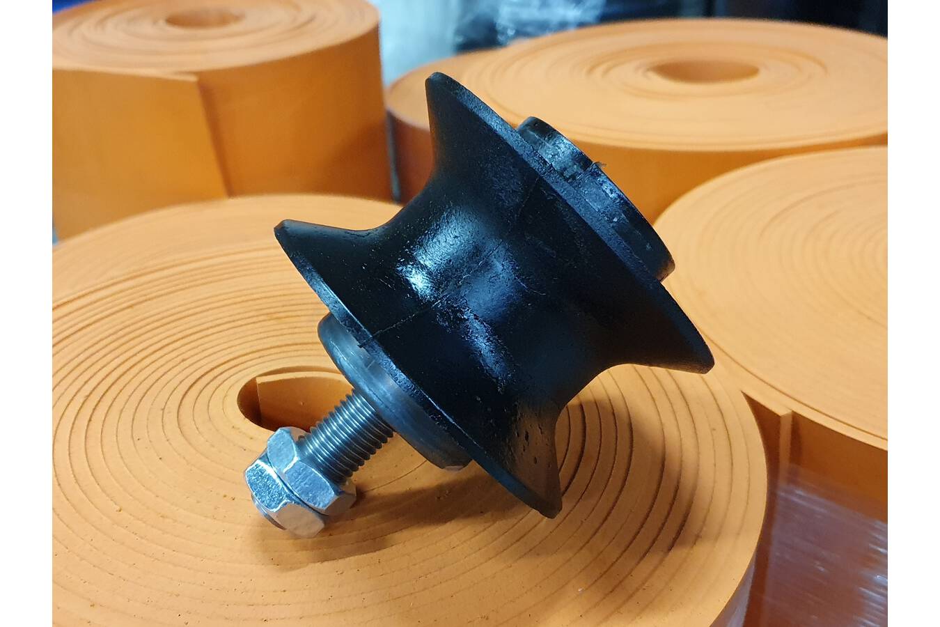 Guide rollers with polyurethane diabolic coating Guide rollers with polyurethane diabolic coating